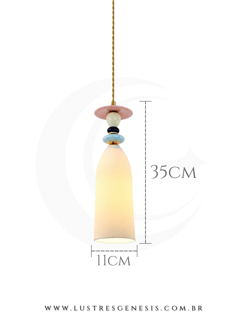 Pendente Escandinava Dourado com Cer&acirc;mica Para Quarto, Bancada Gourmet e Cabeceira de Cama
